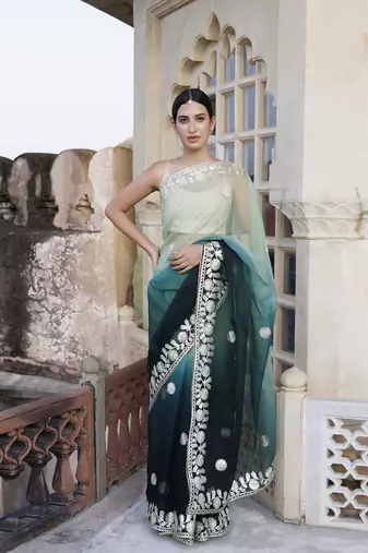   Shaded Handcrafted Gota Patti Organza Saree