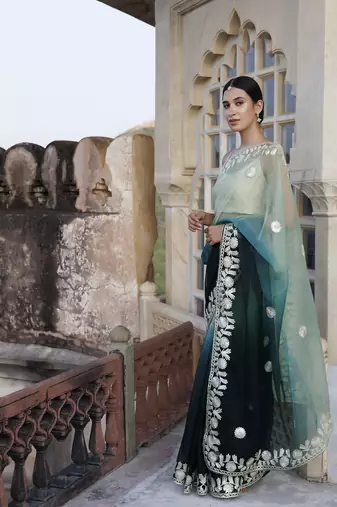   Shaded Handcrafted Gota Patti Organza Saree