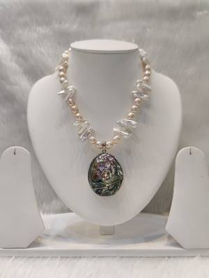 Mannat raj pearls and jewellers natural fresh water hyderabadi mother of pearls daily wear designer necklace set 2