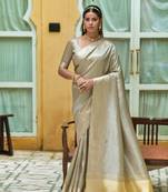 SILVER MOST GORGEOUS LINNEN SILK SAREE