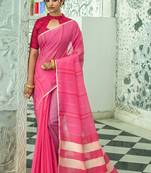 PINK MOST GORGEOUS LINNEN  SAREE