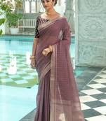 WINE MOST GORGEOUS LINNEN  SAREE