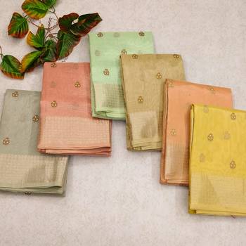 CREAM YELLOW MOST GORGEOUS LINNEN TISSUE SAREE 4