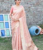 BABY PINK MOST GORGEOUS LINNEN TISSUE SAREE