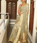  BEIGE MOST GORGEOUS LINNEN TISSUE SAREE