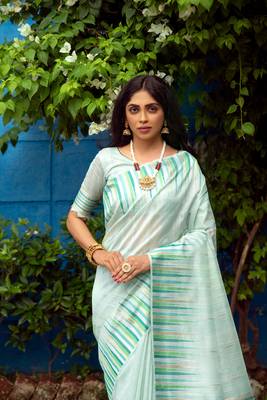 SEA GREEN MOST GORGEOUS TUSSAR SILK SAREE 3