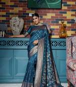 BLUE MOST GORGEOUS TUSSAR SILK BANARASI SAREE
