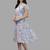 Women blue floral a-line midi dress