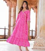 women pink floral anarkali dress