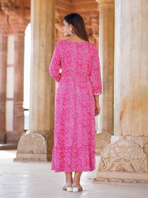 women pink floral anarkali dress 3