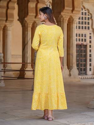 women yellow floral anarkali dress 3