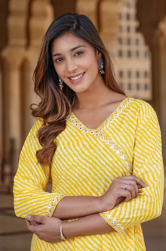 women yellow floral anarkali dress