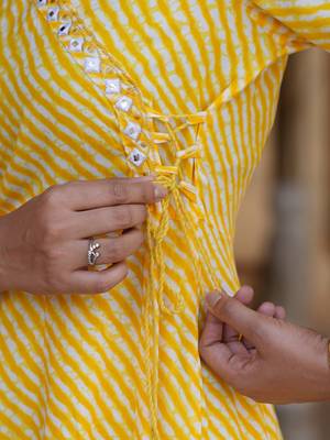 women yellow floral anarkali dress 5
