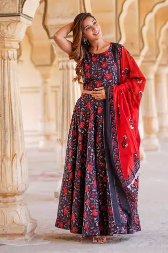 women black floral cholis lehenga choli