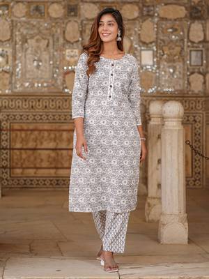 women white floral straight kurta pant set 1
