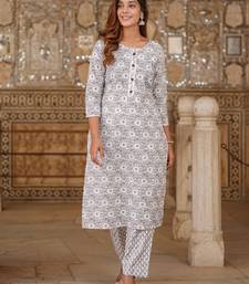 women white floral straight kurta pant set