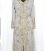 Gray Georgette Stone Zari Kaftan Dress for Party and Weddings