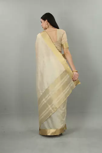 Kasavu Traditional Kerala Solid Cotton Silk Saree