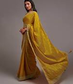 Bandhani Print Chinon Fabric Saree with Embroidery Sequins Lace Border work With Waist Belt