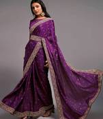 Bandhani Print Chinon Fabric Saree with Embroidery Sequins Lace Border work With Waist Belt