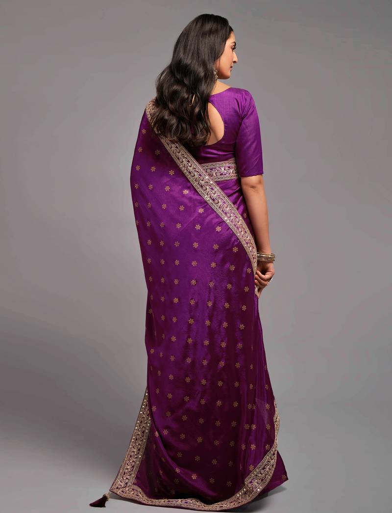 Bandhani Print Chinon Fabric Saree with Embroidery Sequins Lace Border work With Waist Belt