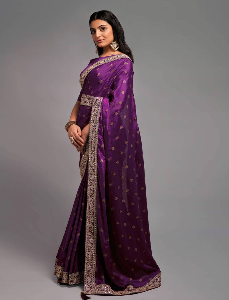 Bandhani Print Chinon Fabric Saree with Embroidery Sequins Lace Border work With Waist Belt