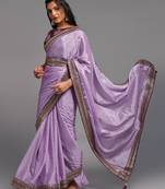 Onion Color Bandhani Print Chinon Fabric Saree with Embroidery Sequins Lace Border work With Waist Belt