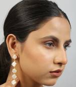 Off white fresh water pearl long earrings