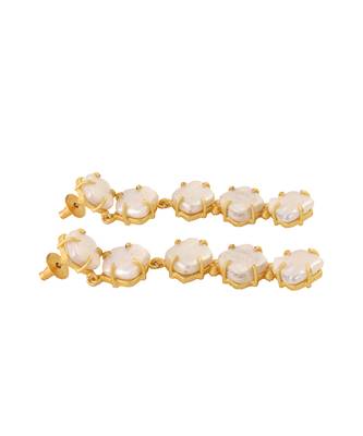 Off white fresh water pearl long earrings 3