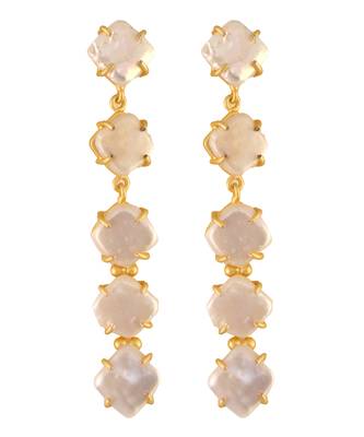 Off white fresh water pearl long earrings 4