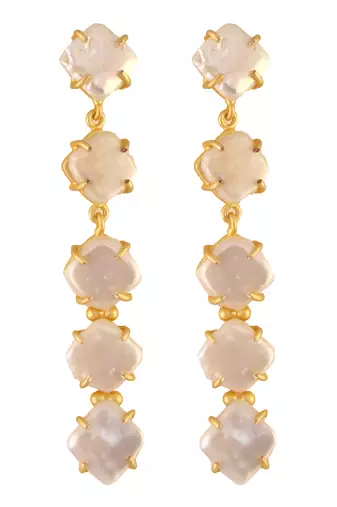 Off white fresh water pearl long earrings
