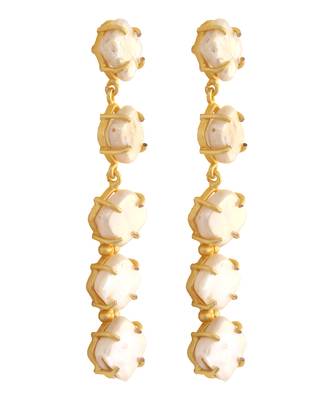Off white fresh water pearl long earrings 5