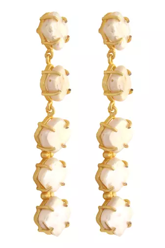 Off white fresh water pearl long earrings