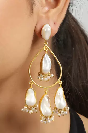 Golden baroque statement earrings