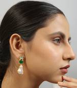 Baroque pearl green monalisa stone earrings