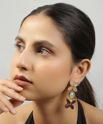 Aqua chalcedony & amethyst earrings 1