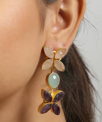 Aqua chalcedony & amethyst earrings 2
