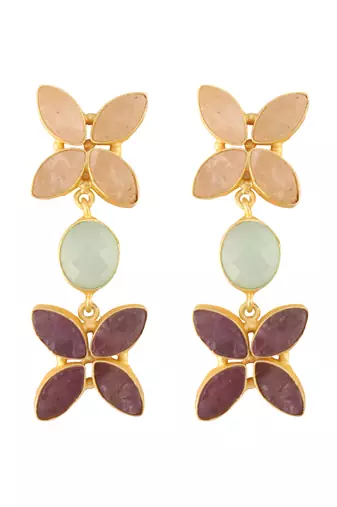 Aqua chalcedony & amethyst earrings