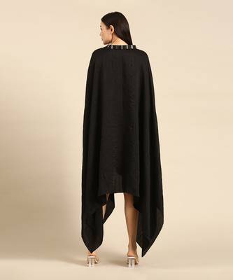 Black slub silk kaftan dress 4