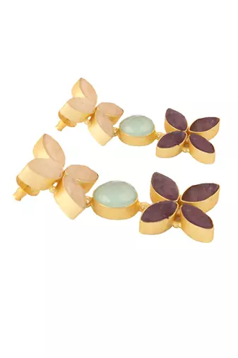 Aqua chalcedony & amethyst earrings