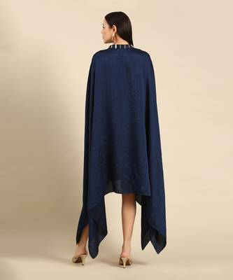 Blue slub silk kaftan dress 4