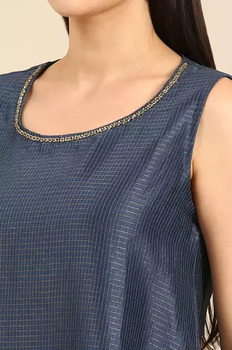 Blue chanderi kota co ord set