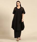 Black cotton embroidered co ord set