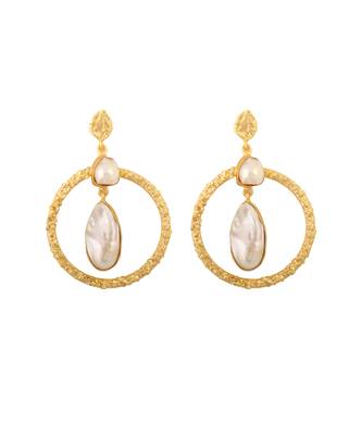 Golden baroque pearl contemporary earrings 4