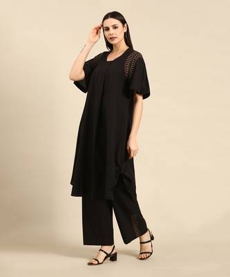 Black cotton embroidered co ord set 2