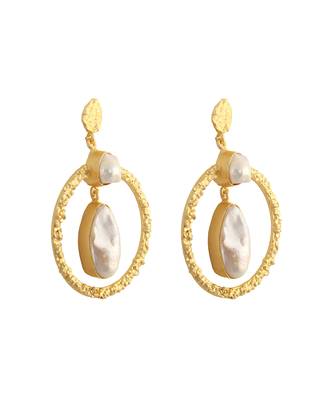 Golden baroque pearl contemporary earrings 5