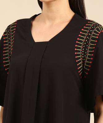 Black cotton embroidered co ord set 5