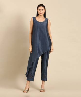 Indigo chanderi kota kurta top 1