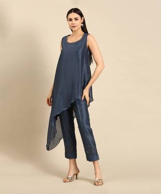Indigo chanderi kota kurta top 2