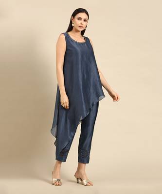 Indigo chanderi kota kurta top 3